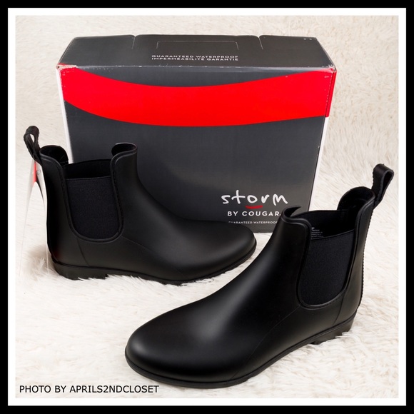 BLACK WATERPROOF ANKLE BOOTIES SHORT RAIN BOOTS - Picture 4 of 16